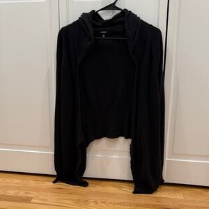 Express Black Open-Front Hooded Cardigan
